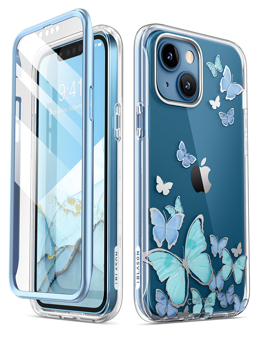 I-blason cho ốp lưng iphone 13 6.1 inch cosmo ốp lưng đá cẩm thạch lấp lánh toàn thân có bảo vệ màn hình tích hợp