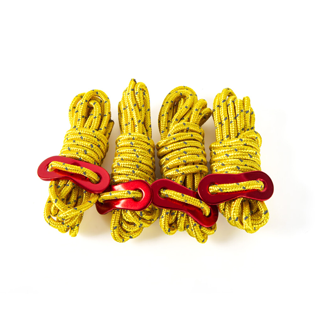 4pcs 4mm Tent Wind Rope High-strength Reflective Camping Hiking Lanyard Rope with 2 Holes Buckle ราคา 46 บาท*ส่งฟรี