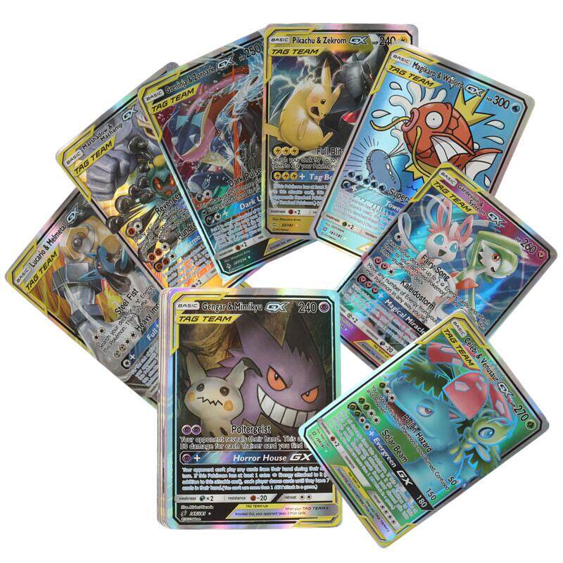 100Pcs GX Holographic Pokemon Cards in Portuguese Letter with