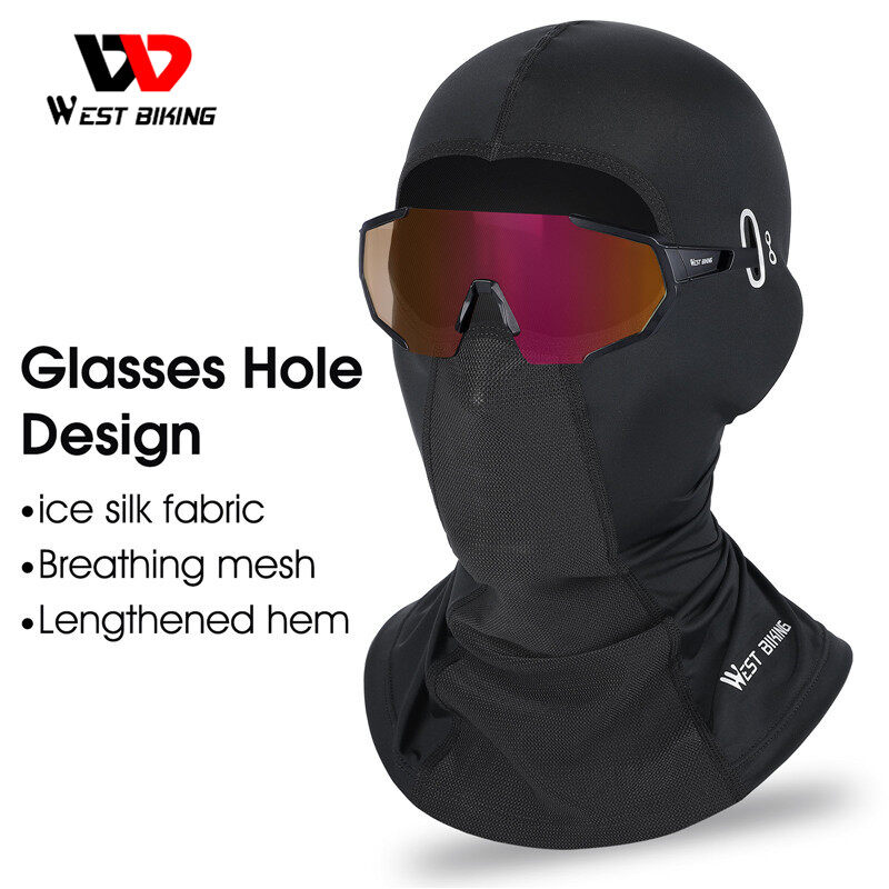 WEST BIKING Tấm Phủ Toàn Bộ Khuôn Mặt Đạp Xe Bằng Vải Viscose Mũ Đội Đầu Chống Nắng Mùa Hè, Khẩu Trang Thoáng Khí Có Kính Mũ Balaclava Có Lỗ Mặt Nạ Mùa Hè Lụa Mát Mẻ
