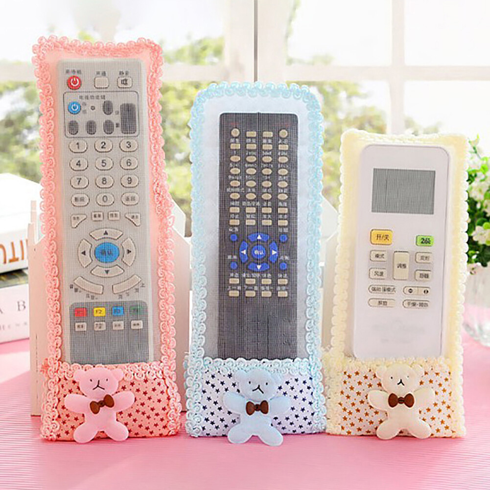 Dễ Thương Ren Gấu chống bụi TV Máy điều hòa điều khiển từ xa Bìa bảo vệ