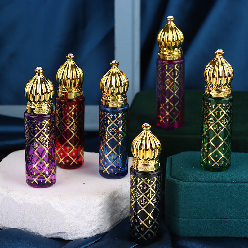 Decorative Glass Oil Containers Aromatherapy Oil Bottles Mini Glass Roller Bottles Colorful Empty Blending Bottles Refillable Essential Oil Roller Bottles