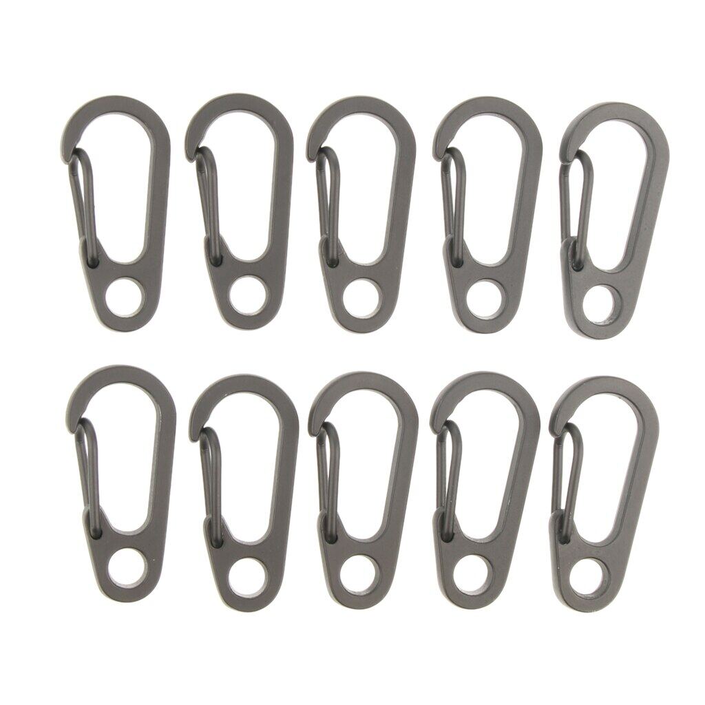 10Pcs Small Metal Carabiner Paracord Clips Snap Hooks with Fixed Eye Hole Spring Clasps Keychain Buckles and Accessories Tool