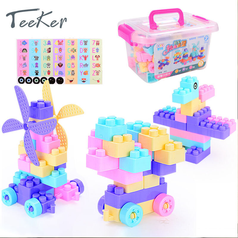 【Teeker】khối Xếp Hình Bằng Nhựa Hạt Lớn Cho Trẻ Em, Câu Đố Giáo Dục Trẻ Mẫu Giáo Barreled Lắp Ráp Tự Làm Đồ Chơi