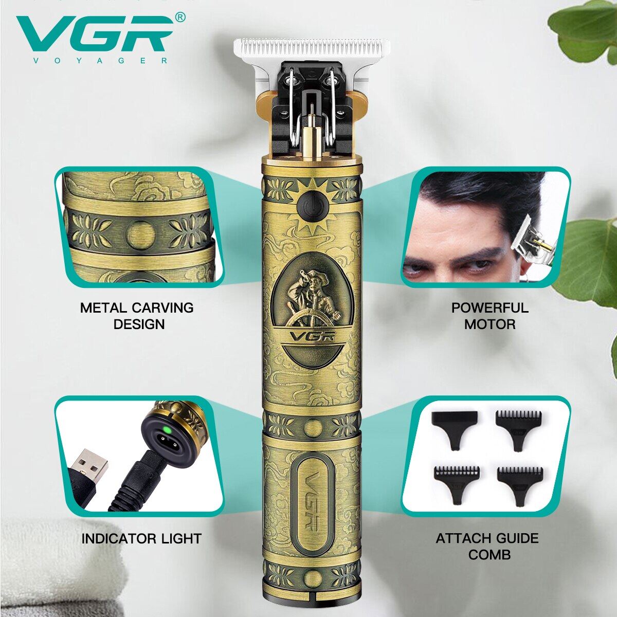 VGR 228 Hair Trimmer for Barber Men Detail Electric Hair Clipper Electric Razor Edge Finishing Machine Hair Cutting Machine Haircut ราคา 631 บาท*ส่งฟรี