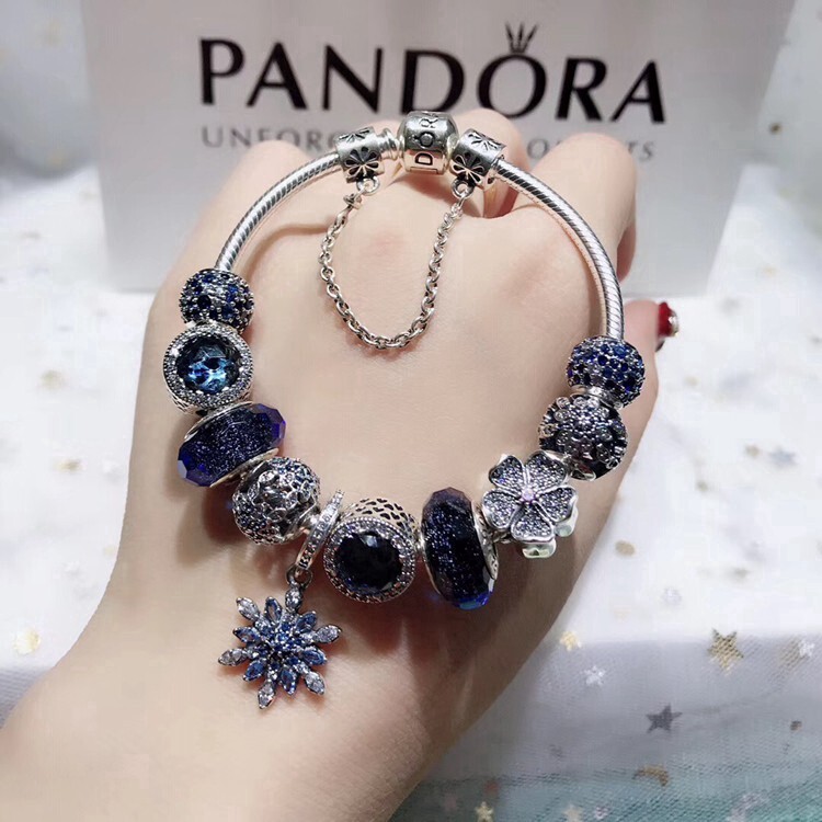 Pandora100 % Vòng Đeo Tay Mặt Dây Chuyền Trái Tim Xanh Dương Opal Tím, Vòng Tay Rắn Bằng Bạc Thật 925, Nữ Món Quà Túi Món Quà Sinh Nhật Hộp