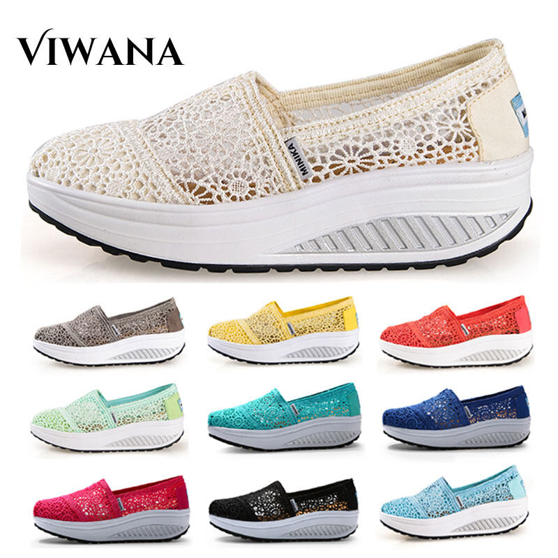 VIWANA Wedge Shoes For Women Breathable 5cm Platform Sneakers Slip On