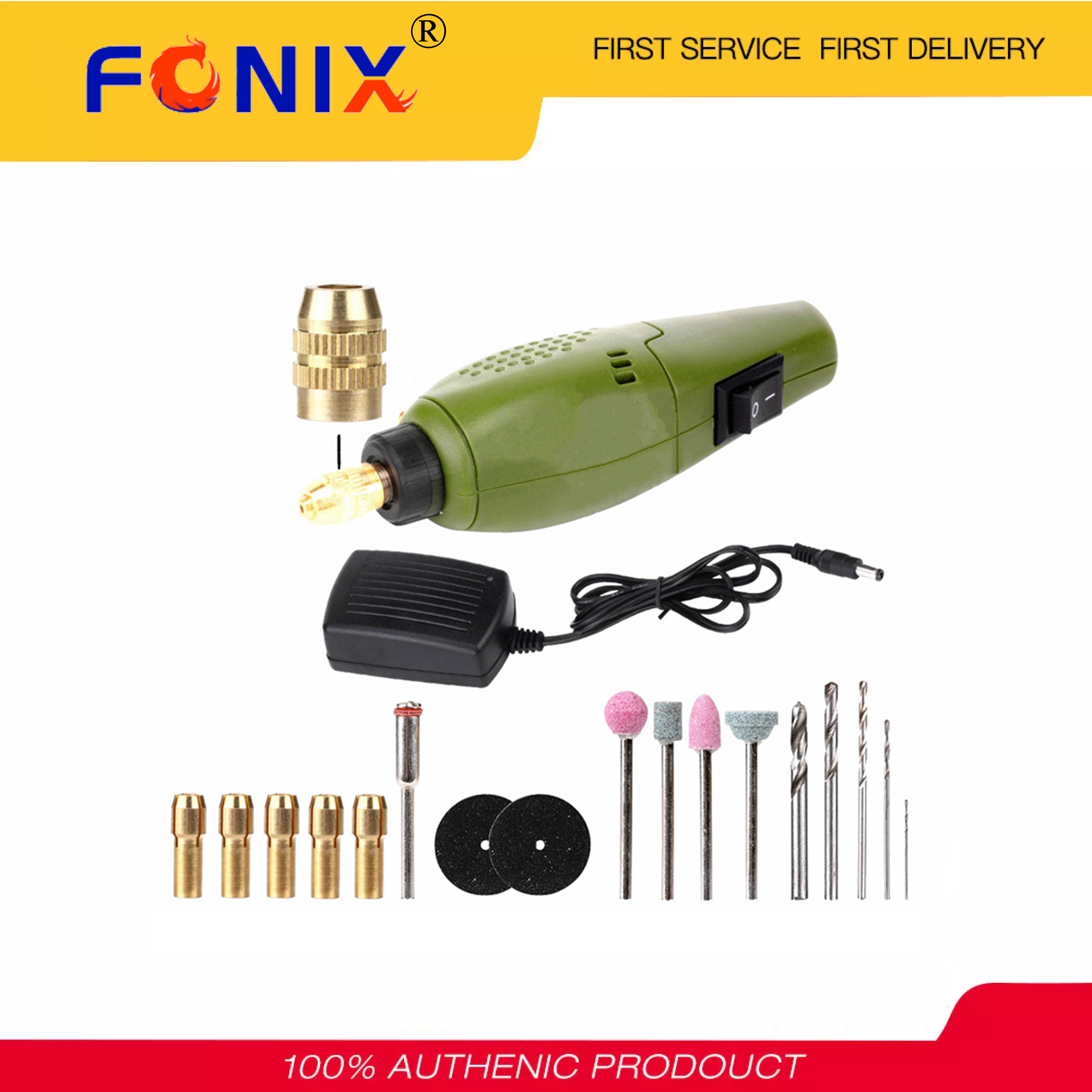 Máy mài điện fonix bộ máy mài mini, máy mài điện 12v dc dụng cụ khoan để phay đánh bóng khoan cắt khắc