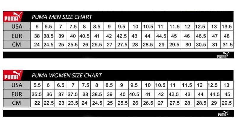puma size chart women's shoes cm