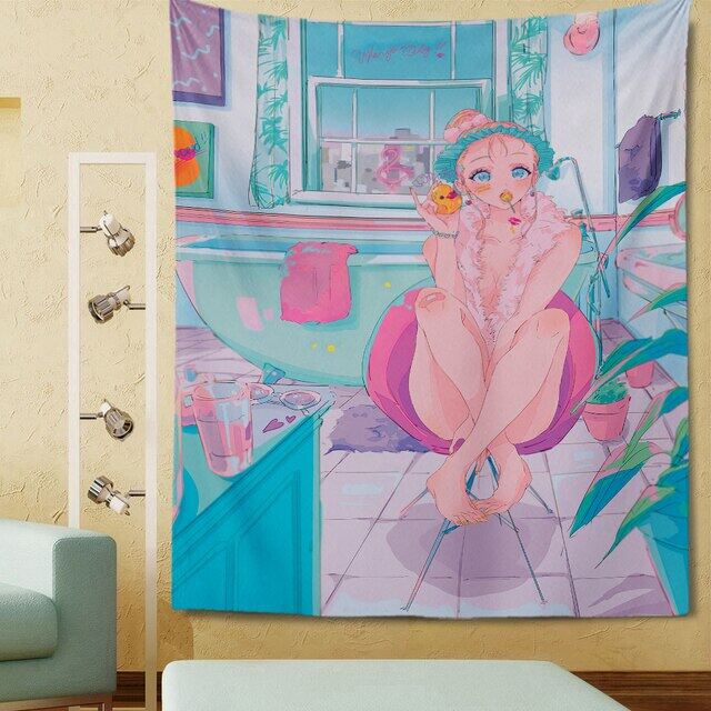Manga Girl Tapestry Anime Room Decor Hippie Wall Hanging Decor Home Decor