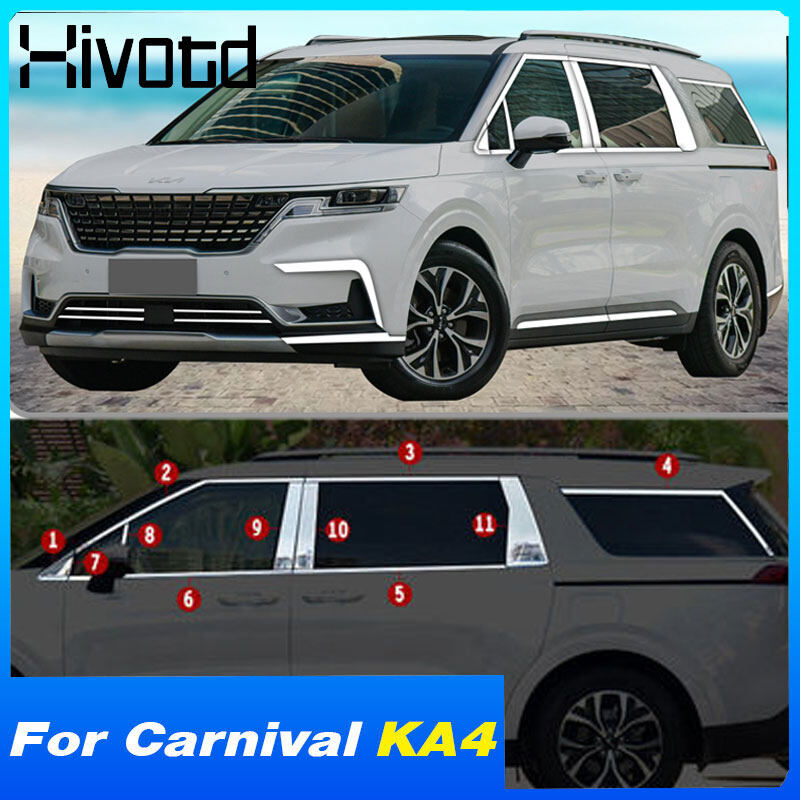 Hivotd For Kia Carnival KA4 2021 2022 2023 car window trim ABS stainless