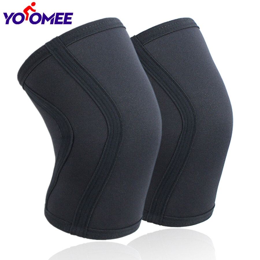 Yoomee 1 cặp 7mm nén Neoprene cử tạ Miếng đệm đầu gối tập thể dục phòng tập thể dục Squats bảo vệ đầu gối Crossfit kneecap thể thao an toàn