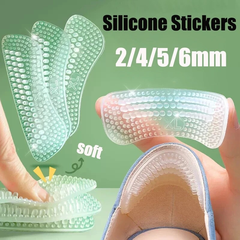 2pcs Insoles for Shoes High Heel Transparent Pad Adjust Size Adhesive Heels Protector Sticker Pain Relief Foot Care Insert 2/4/5/6mm