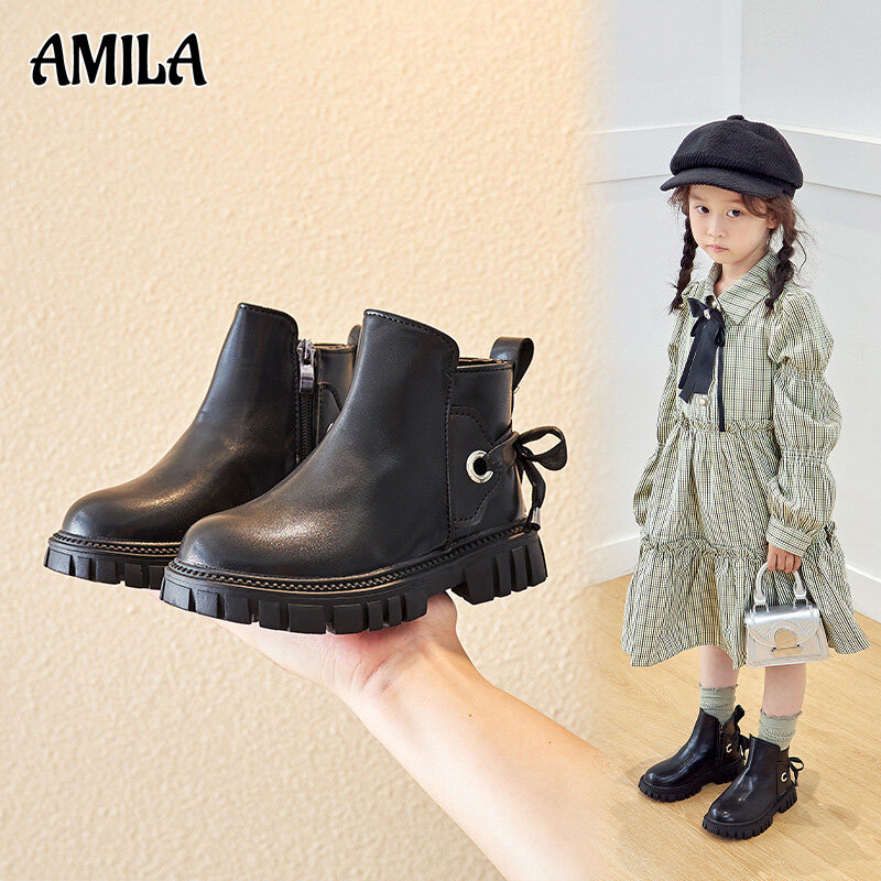 Amila bốt nữ bốt cổ ngắn thời trang bốt thoáng khí bốt ống cao bốt có khóa kéo