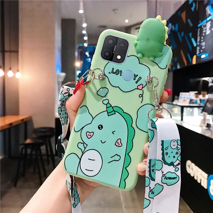 Ốp Điện Thoại Hoạt Hình Dễ Thương Cho OPPO A57 2022 A17 A77s A77 5G A55 A15 A15s A94 A54 Reno5 Reno5 F A37 A31 A52 A92 A9 A5 A53 A32 A33 A93 F9 F11 F5 OPPO A7 A5s A12 A3s A59 f1s Realme C20 C11(2021) ốp Kỳ Lân Khủng Long C15 Túi Đeo Chéo Silicon Mềm