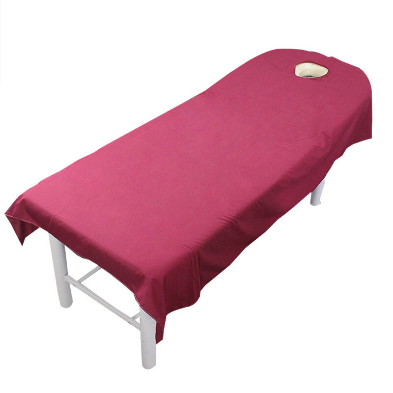 MRB Massage Table Sheet With Face Hole Washable Reusable Massage Table Cover For Beauty Salon Solid Color