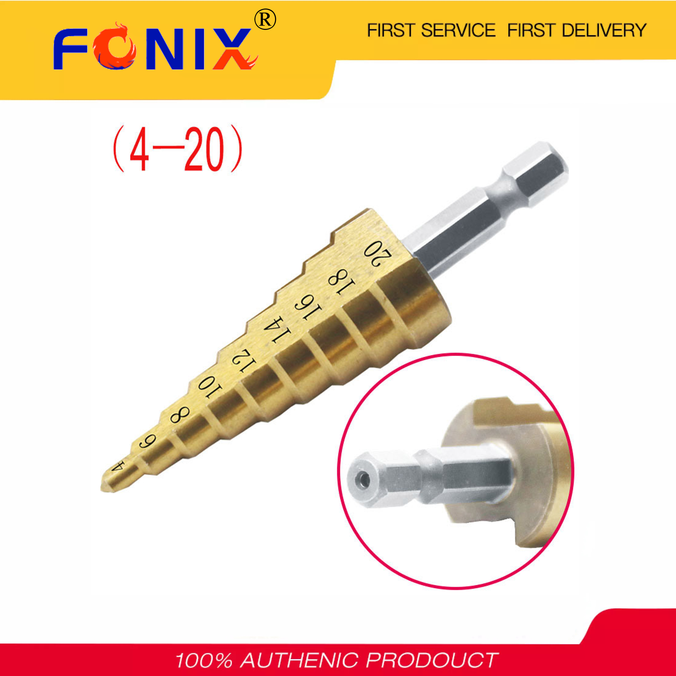 [Hàng Sẵn Có] FONIX 4-20Mm HSS Phủ Titan Bước Phổ Mũi Khoan Set, 4-20Mm HSS Phủ Titan Mũi Khoan Bước Mũi Khoan Khoan Dụng Cụ Điện Cho Kim Loại Tốc Độ Cao Thép Gỗ Máy Khoét Lỗ Khoan Hình Nón