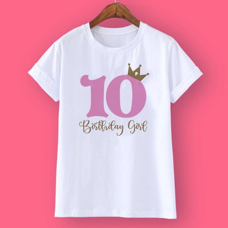 Funny Crown Gift of Birthday Girls Personalised T Shirt 1-10Y Custom Name T-Shirt Wild Tee Girls Party Tshirt Clothes Kids Gifts Fashion Tops - 7