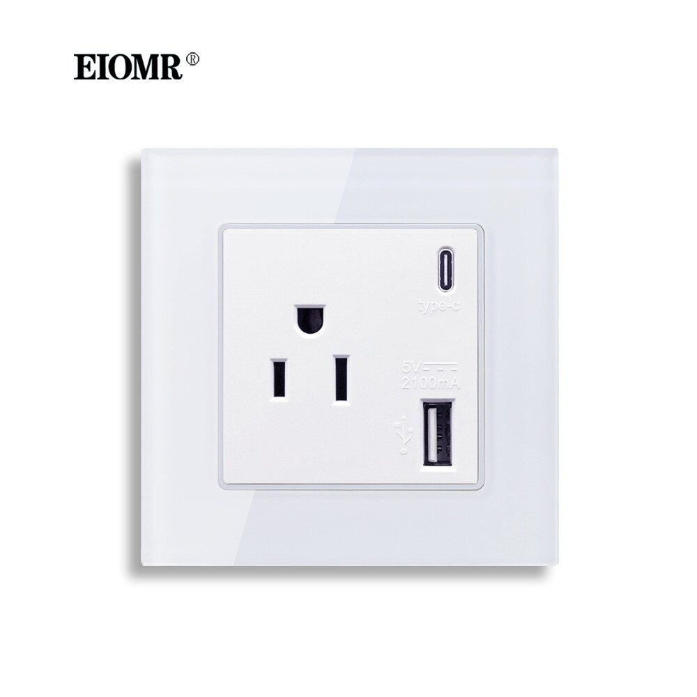 [HOT W] EIOMR American Standard USB Wall Charging Outletmobile Phone Wall Outlet 110 250V with USB Type C 2.1A Fast Charging US Outlet