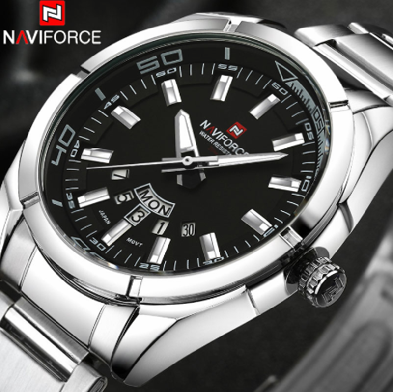 NAVIFORCE Men's Watches Top Luxury Brand Classic Business Waterproof Clock Men's Date Week Luminous Stainless Steel Quartz Watch