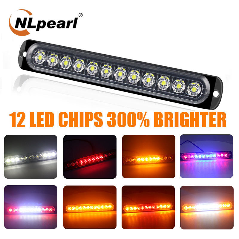 Nlpearl 1 thanh đèn cảnh báo 12v 24v 12led cho xe moóc đèn báo bên hông xe ô tô, đèn báo hiệu khẩn cấp nhiều màu nhấp nháy thanh đèn báo rẽ