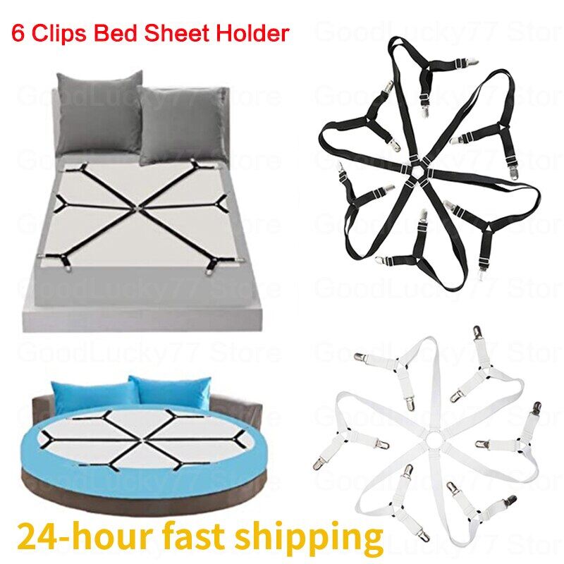 6 Clip giữ tấm trải giường điều chỉnh Thắt lưng co giãn Fastener không dây đeo Clip phụ kiện gia đình tiện ích chăn Tấm bọc giường