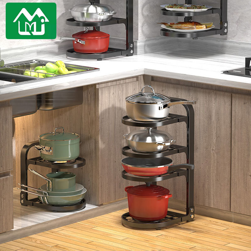 Deelix giá để nồi dưới bồn rửa nhà bếp giá để nồi đặt góc mặt bàn nhiều tầng giá để đồ nhiều tầng dưới bồn rửa tủ