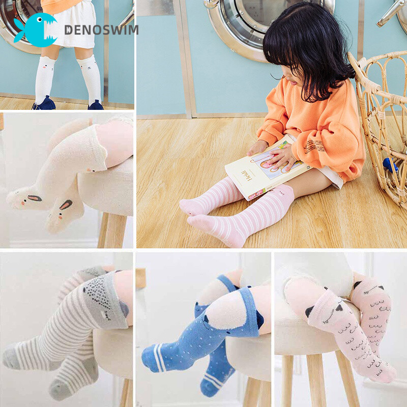 Tất dài cotton hoạt hình chống trượt cho bé từ 0-2 tuổi