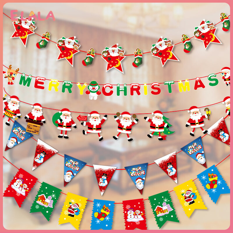 Elala trang trí giáng sinh cờ ông già noel cờ màu cho bữa tiệc cờ cảnh dress up cờ cờ treo