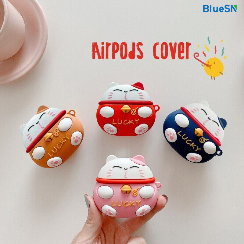 BLUESN Kawaii 3D Cute Lucky Cat Cartoon Earphone Case For Airpods 1 2 Pro