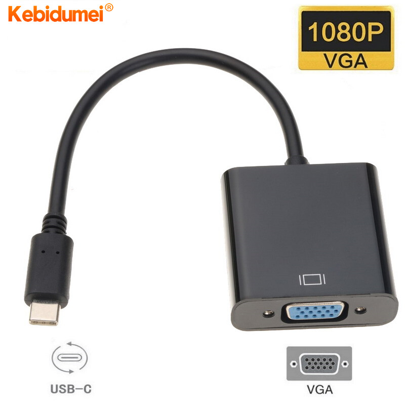 Kebidumei cáp chuyển đổi type c sang vga cái bộ chuyển đổi usb 3.1 sang vga usbc cho máy tính xách tay