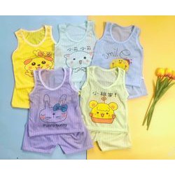 Bộ ba lỗ cotton giấy nhiều mầu vải cao cấp loại 1 cho bé trai bé gái