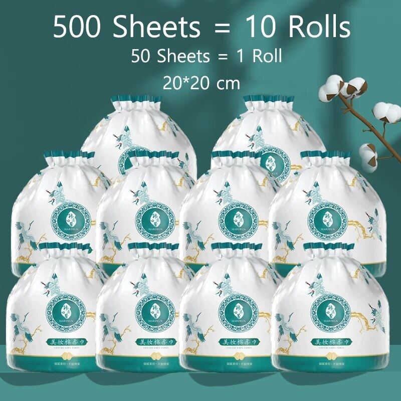 1 10 cuộn khăn giấy bông mềm dày Khăn dùng một lần khô ướt sử dụng khăn