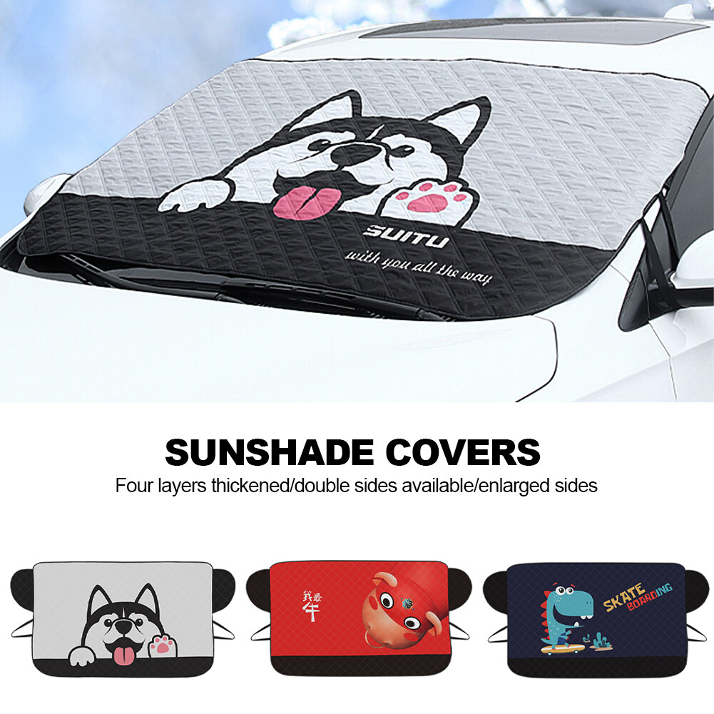 JaneDream 146x93cm Cartoon Car Windshield Sunshade Cover Foldable