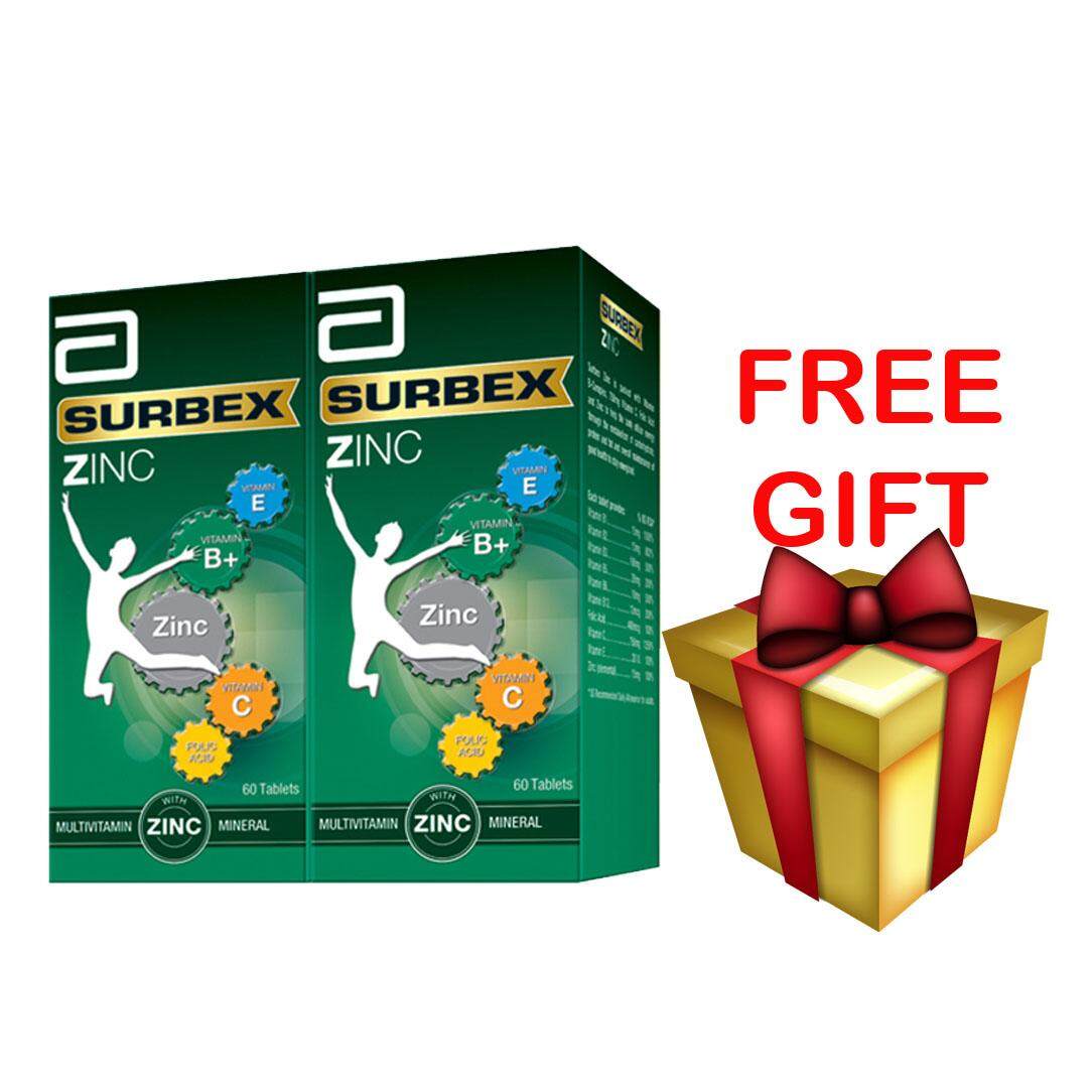 Surbex Zinc Vitamin + Zinc 60's X 2 Bottles + FREE GIFT New PGMall