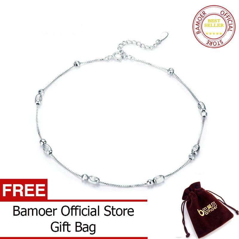 Bamoer Vòng Chân Bạc Hạt Trượt Bằng Bạc Sterling 925 Cho Nữ Vòng Tay Quyến Rũ Phụ Kiện Chân Mắt Cá Chân Thời Trang SCT010