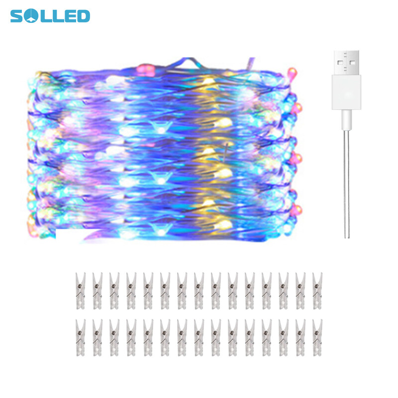 SOLLED Đèn Thần Tiên Chụp Ảnh 10M 100led Với 50 Kẹp Cho Bé Gái Quà Tặng Thanh Thiếu Niên Trang Trí Tiệc Giáng Sinh Phòng Ngủ