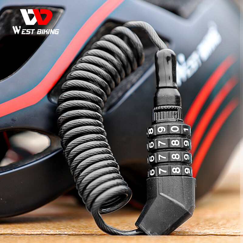 Khóa dây mã hóa xe đạp west biking, khóa mũ bảo hiểm chống trộm mini mật khẩu 4 chữ số khóa cáp hợp kim xe đạp phụ kiện xe đạp ngoài trời