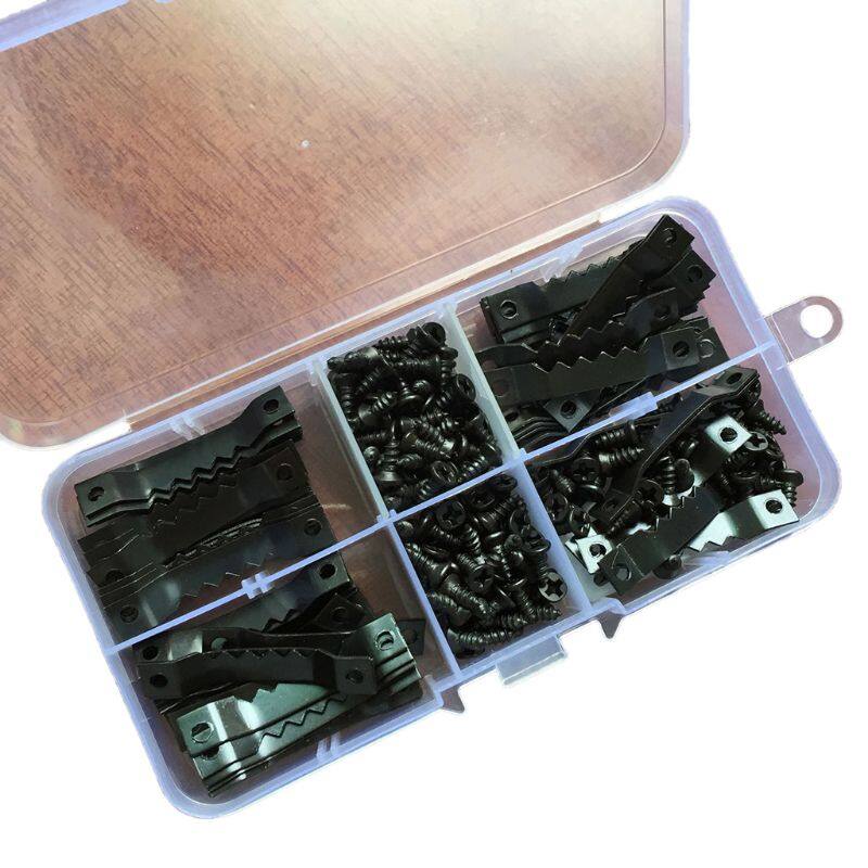 Móc lên 100 chiếc hình răng cưa treo một mặt, móc treo khung ảnh móc với 200 chiếc phụ kiện ốc vít