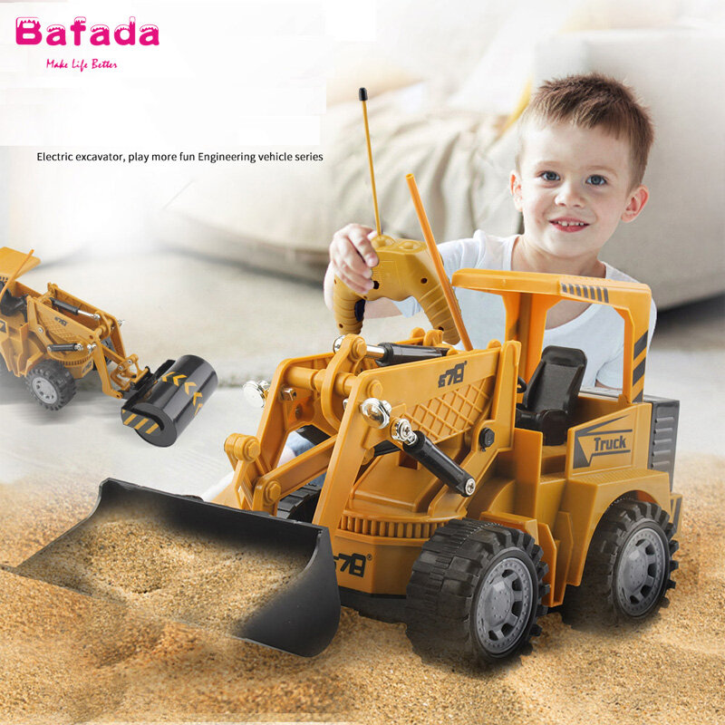 Máy Ủi Đất Điều Khiển Từ Xa Bafada, Mô Phỏng Sạc USB 1:24, Xe Lăn Đường Phố, Xe Tốc Độ, Máy Xúc, Đồ Chơi Máy Kéo Bánh Xích RC, Xe Xây Dựng 5 Kênh Có Đèn Nhấp Nháy, Xe Tải Xoay RC