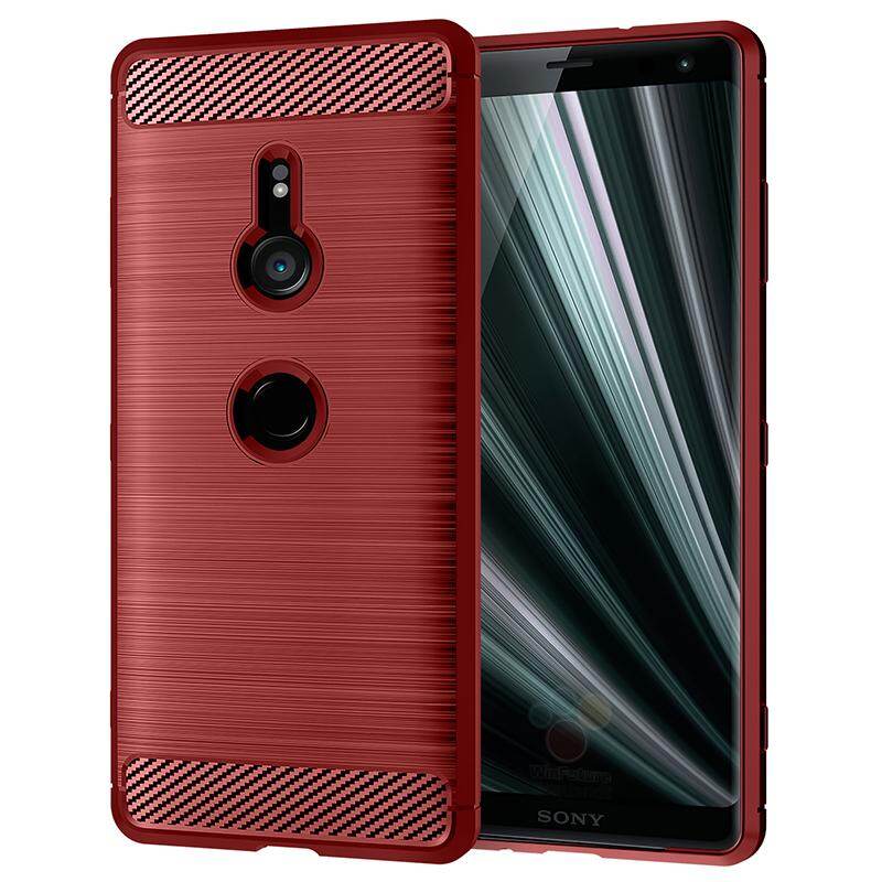 Ốp Lưng Áo Giáp Chắc Chắn Cho Sony Xperia XZ3 (Kích Thước Màn Hình Chính: 6.0 Inch) Ốp Lưng Silicon Mềm Bằng Sợi Carbon Kết Cấu Vỏ Điện Thoại Chải
