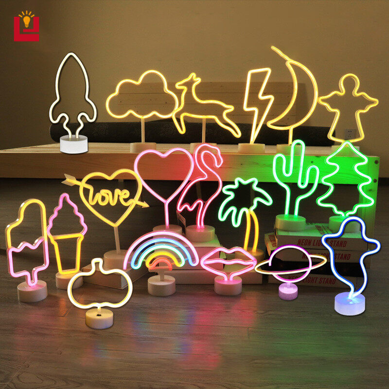 Yonuo đèn led neon usb hình hồng hạc, xương rồng, mặt trăng, đám mây -intl