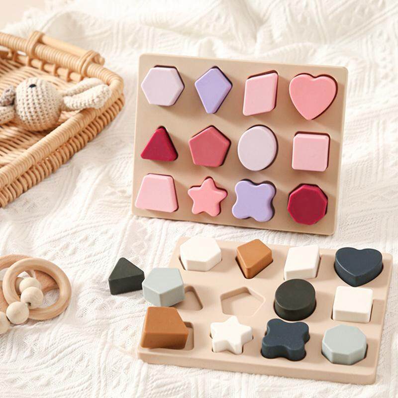 12 cái hình dạng phân loại đồ chơi câu đố Silicone xếp hình đồ chơi khối