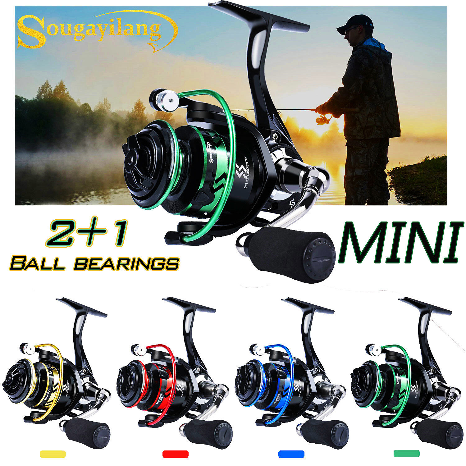 Sougayilang 1000 Series 4 Colours Spinning Reel with Metal Wire Cup with EVA Handle Reel for Freshwater and Seawater Fishing ราคา 301 บาท*ส่งฟรี