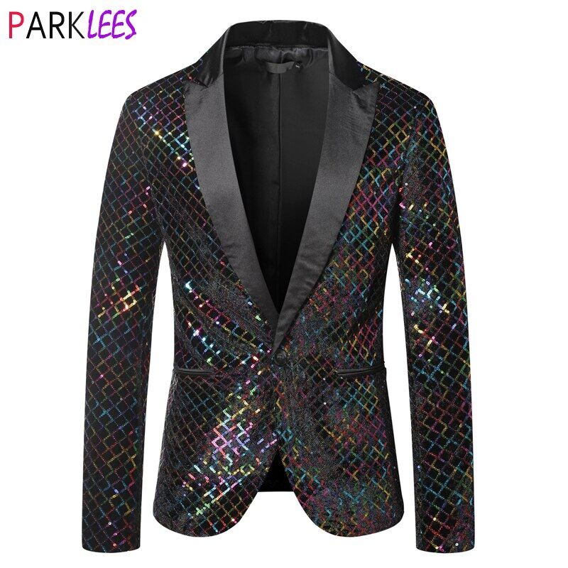 Áo Blazer Đầm Kim Sa Nhiều Màu Sáng Bóng Áo Khoác Vest Một Nút Cổ Cao Thời Trang Mới 2022 Cho Nam Trang Phục Ca Sĩ Vũ Hội Sân Khấu Dự Tiệc Cho Nam