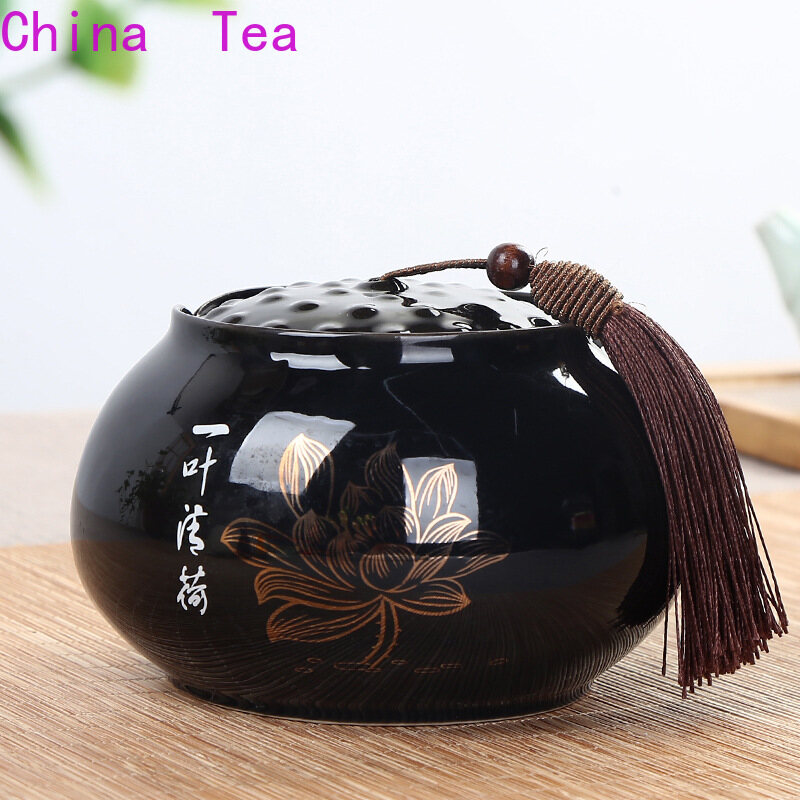 Hộp đựng trà bằng gốm sứ celadon lớn