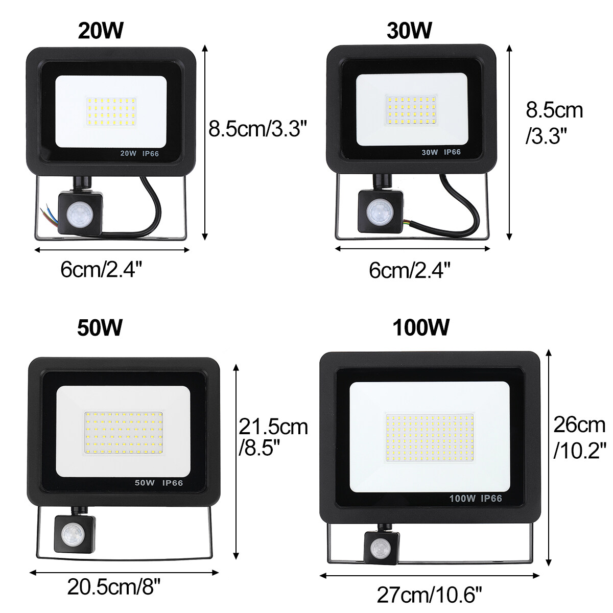 Generic 20W100W Floodlight PIR Motion Sensor Outdoor Security LED