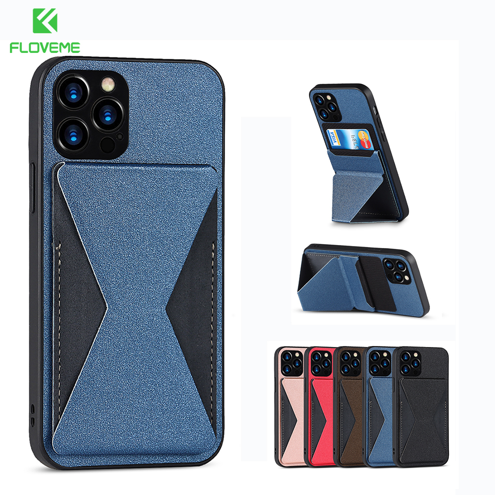 Floveme ốp cho oppo reno 6 5 4 pro reno 6 5 4 a11x a93 a91 a72 a9 a8 ốp điện thoại giá đỡ bằng da từ tính sang trọng ốp lưng có khe cắm thẻ