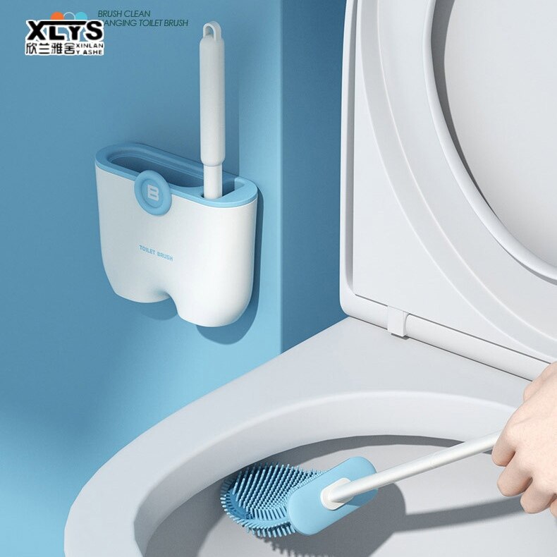 XINLANYASHE chổi vệ sinh Bàn chải vệ sinh Máy chà bồn cầu, bàn chải nhà vệ sinh, máy chà bồn cầu, bàn chải nhà vệ sinh Bàn chải nhà vệ sinh với bộ lưu trữ treo tường chổi vệ sinh bàn chải silicone đừng châm chích treo tường bàn chải làm sạch đa chức năng