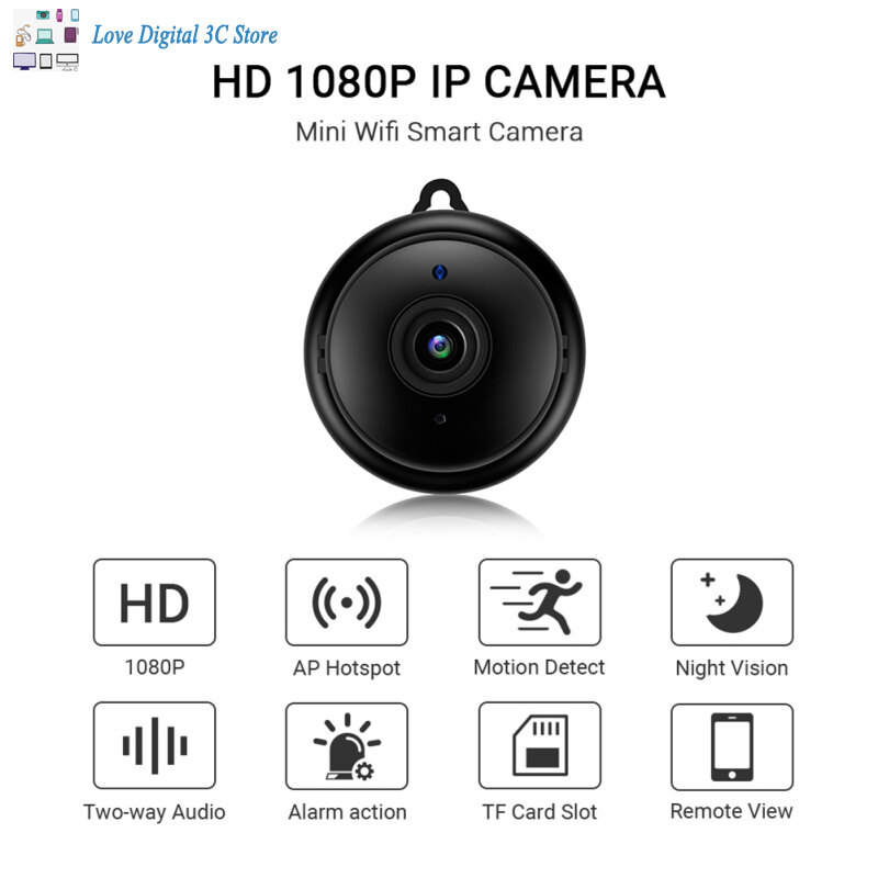 Camera ip wifi mini máy quay trong nhà không dây hd 1080p quan sát ban đêm phát hiện chuyển động âm thanh hai chiều màn hình bé v380